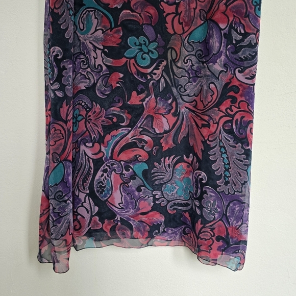 Vintage Floral Paisley Purple Gray Maxi Skirt Back Zipper Boho Size - Picture 4 of 7